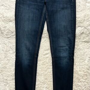 Rag and Bone Dark Blue Women's Skinny Jeans with frayed hem